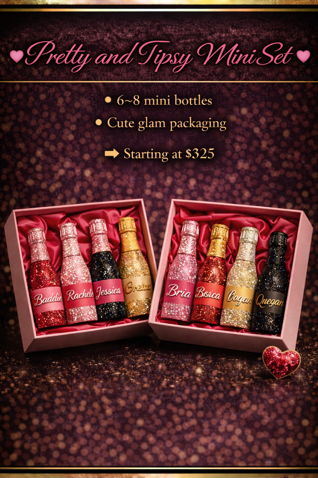 Pour Up Pretty- Pretty and tipsy mini set